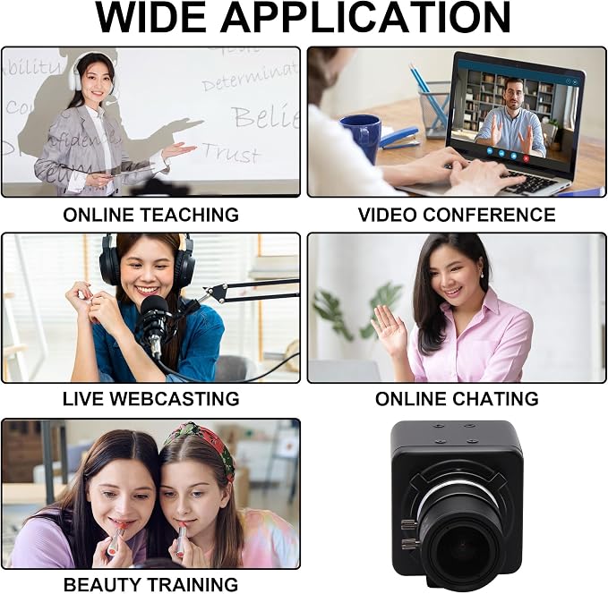 MMlove 8MP USB Camera High Speed 30fps 2.8-12 4X Optical Zoom Lens 2448P USB Webcam Manual Close up Zoom in and Out Golf Swing Camera for Industrial Machine Vision Support PC Raspberry Pi