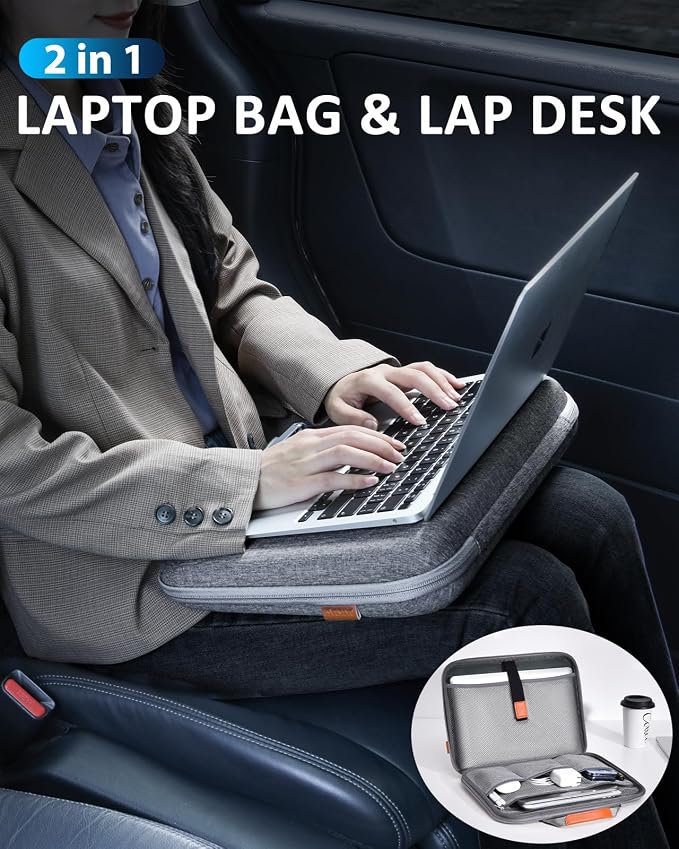 Hard Laptop Case 14 Inch for HP Dell Lenovo ASUS Acer - 2 in 1 Laptop Sleeve & Lap Desk with Stopper and Book Clip - Shockproof Waterproof 15.3 MacBook Air M4 M3 Case - Gray