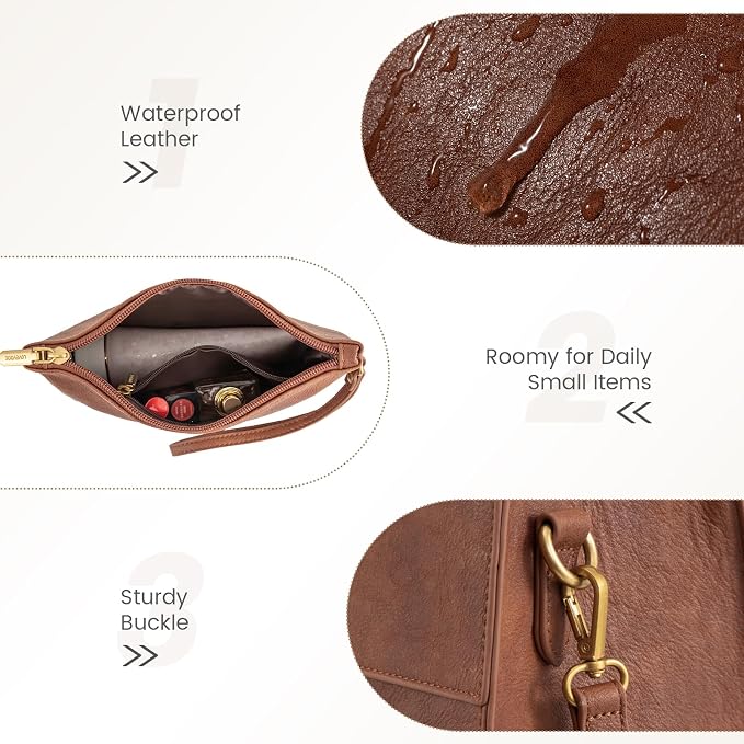 LOVEVOOK Laptop Bag for Women, 15.6 Inch Laptop Tote Bag, Vintage Leather Work Bags for Women, Waterproof Computer bag with Clutch Purse, Large Capacity Briefcase, Business Office Bag | Two-piece set