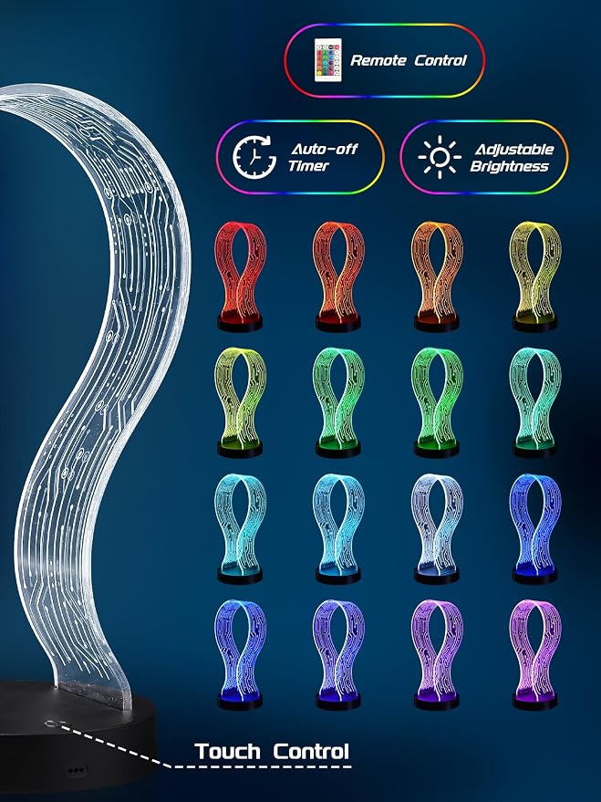 CoolGift Mart Light Up Headphone Stand with 16 Color Lights, PCB Pattern Acrylic Headset Stand with 1 USB and 1 Type-C Charging Ports, Gifts for Gamers Men Boy Father Dad and DJ Music Lovers