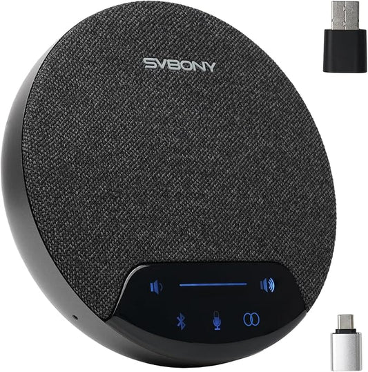 SVBONY SVN O1 Conference Speaker and Microphone, 3A+AI Noise Cancelling Conference Speaker for Clear Sound Quality, 3 Methods Plug & Play, 4Mic with 360°Voice Pickup Supports 10-12 People for Meeting