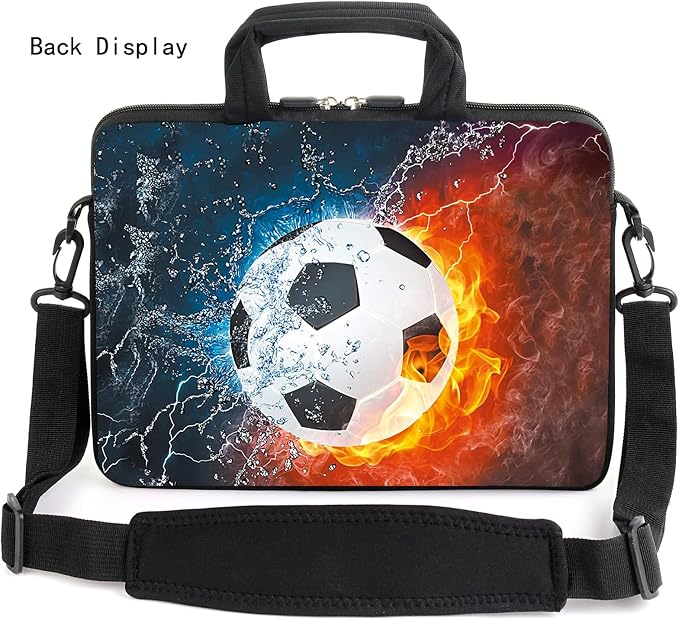 AMARY 17" Laptop Shoulder Bag Carrying Case Adjustable shoulder straps, comfortable handle, front pocket for storing mouse (Soccer)