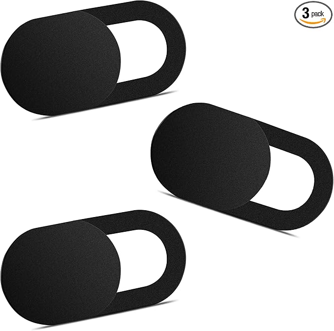 Yilador Webcam Cover (3 Pack), 0.03 inch Ultra Thin Laptop Camera Cover Slide for iPhone iPad MacBook Pro Computer iMac Cell Phone PC Accessories Camera Blocker Slider, Great for Privacy - Black