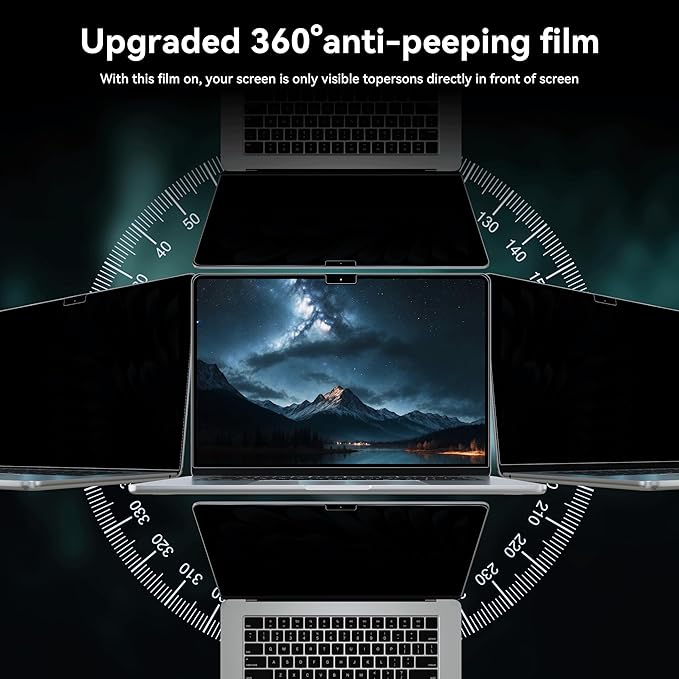 IPROKKO 360° Privacy Screen Macbook Air 13.6/13 Inch (2022-2026, M2, M3, M4, M5),Matte Anti Glare Blue Light 13.6in Mac Scratch Resistant Laptop Screen Protector Filter