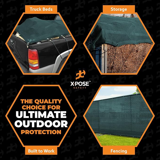 Xpose Safety Heavy Duty Green Mesh Tarp 12' x 16' (2-Pack) – 70% Sunblock Shade Cloth with Grommets for Garden, Fence, Privacy Screen, Canopies, Dump Trucks, Pool Cover – Tear & Weather Resistant