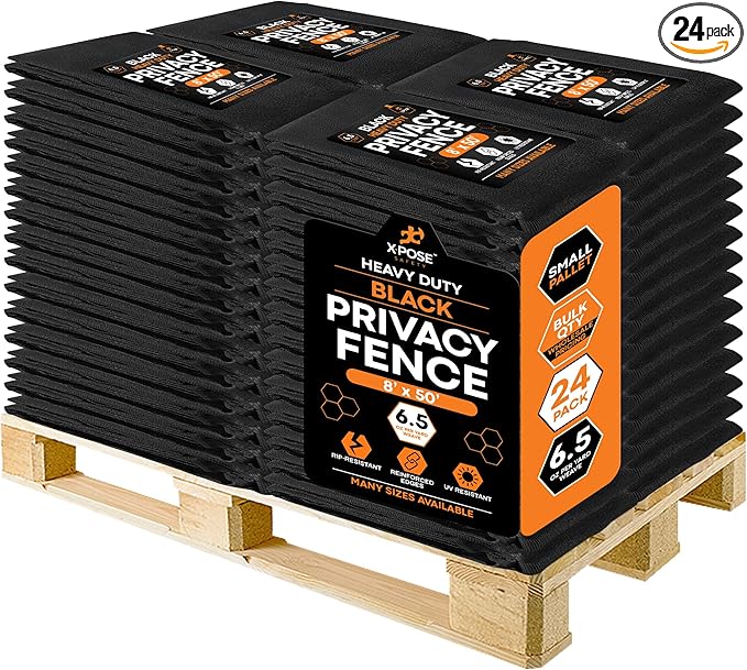 Xpose Safety Privacy Fence Screen 8’ x 50’ (24 Pack) – Heavy Duty Black Mesh with 90% Visibility Block, UV Protection – Includes Cable Ties – for Garden, Yard, Nursery, Kennel, Dog Run, Greenhouse