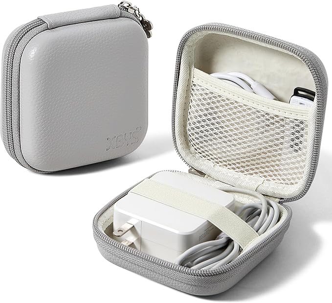 Charger Case for Macbook, Portable Tech Electronic Organizer Bag, Small Travel Storage Pouch for Laptop Accessories, MacBook Power Adapter, Charging Cords, USB Drives, Power Bank (Grey, M)