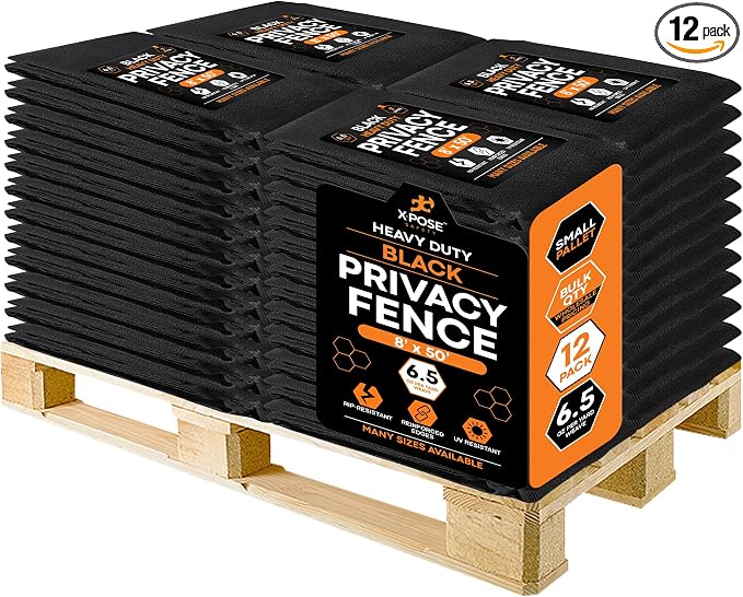 Xpose Safety Privacy Fence Screen 8’ x 50’ (12 Pack) – Heavy Duty Black Mesh with 90% Visibility Block, UV Protection – Includes Cable Ties – for Garden, Yard, Nursery, Kennel, Dog Run, Greenhouse