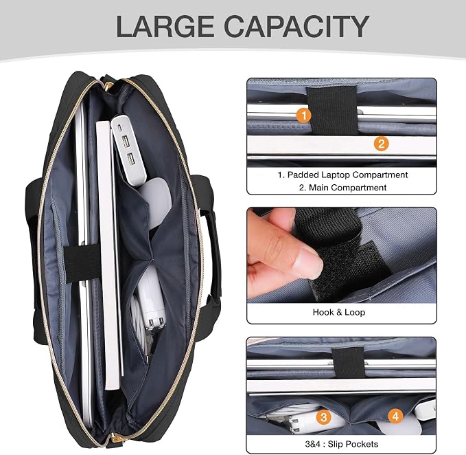 MOSISO 17-17.3 inch Laptop Bag, Laptop Briefcase Messenger Compatible with Dell, HP, Lenovo, Asus, Acer, Alienware, Square Quilted Computer Bag Work Office Business with 3 Pockets&Strap, Black