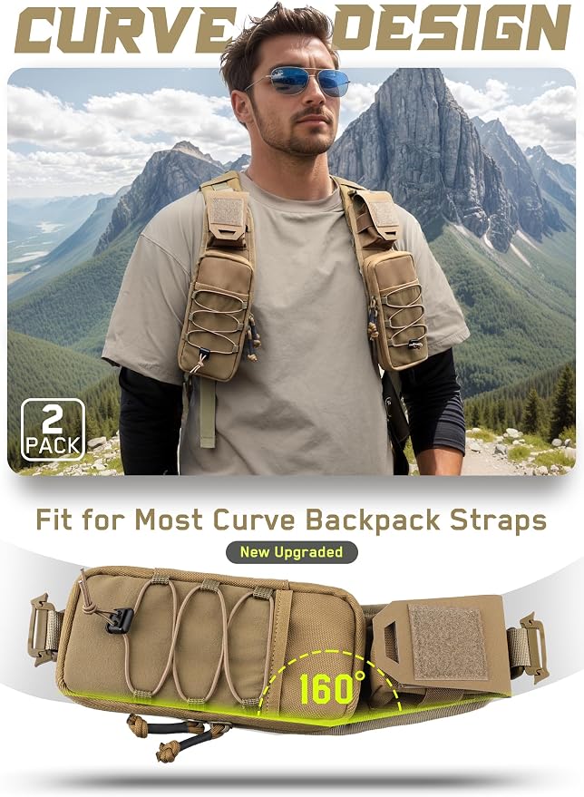 WYNEX Molle Backpack Accessories Pouch of Curve Design Version, Tactical Backpack Strap Pouch Hiking Backpack Attachment Pack
