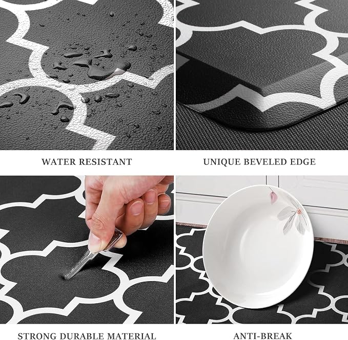 WISELIFE Anti Fatigue Floor Mat - 4/5 Inch Thick Kitchen Mat Non Slip Waterproof Heavy Duty Ergonomic Comfort Mat Durable for Home, Office, Sink, Laundry,(22" x 36", Black)