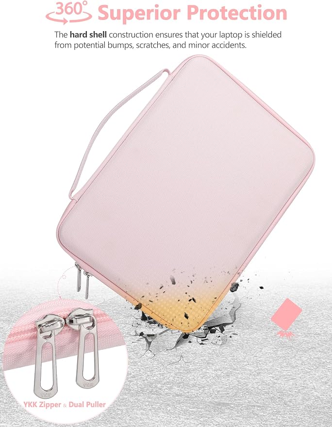 HYZUO 15-16 Inch Hard Shell Case Laptop Sleeve for MacBook Pro 16 M5/M4/M3/M2/M1 Pro/Max A3428 A3429 2026-2019, MacBook Air 15 M5/M4/M3/M2 2026-2023, 15" Surface Laptop, Razer Blade 15, Pale Pink