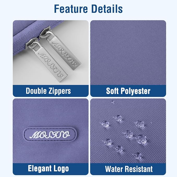 MOSISO Laptop Case 15 inch, 15 inch Laptop Sleeve Compatible with MacBook Air M5 A3448 M4 A3241 M3 A3114 M2 A2941 2026-2023, Dell XPS, Polyester Vertical Computer Sleeve Bag with Pocket, Lavender Gray