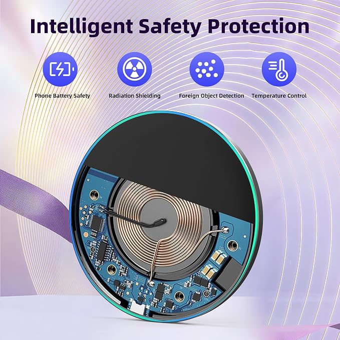 Wireless Charger Compatible with iPhone 17 16 15 14 13 12 11 Pro Max/Mini/Plus/XR/X/8, 15W Max Fast Wireless Charging Pad Mat for Samsung Galaxy S23/S22/S21/S20/S10, Galaxy Buds