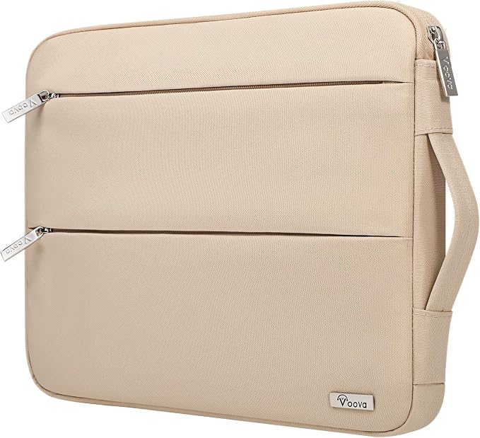 Voova 13 13.6 Inch Laptop Sleeve Case Compatible with MacBook Air 13 M1/M2/M3/M4 2020-2025, MacBook Pro 13/14, IPad Air/Pro 13, Waterproof Slim Computer Bag Cover with Handle, Apricot