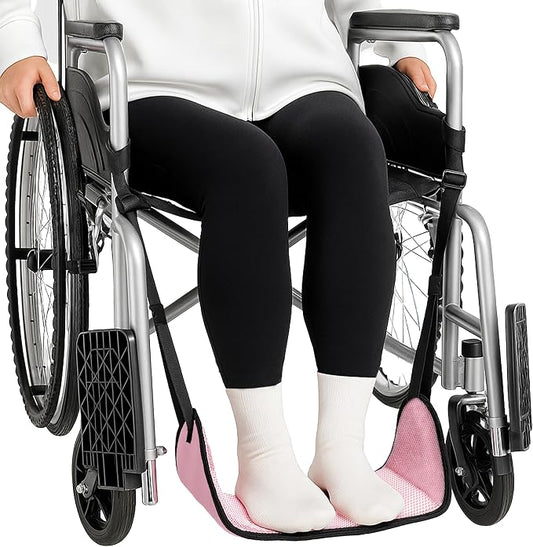 SPRING SEAON Wheelchair Foot Rest Hammock, Adjustable Leg Support Foot Sling with Soft Padded Base, Anti-Squeeze Footrest Replacement for Wheelchairs, Essential Wheelchair Accessories (Pink)