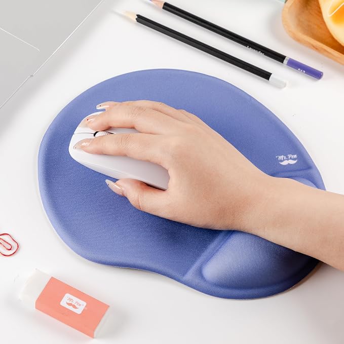 Mr. Pen- Ergonomic Mouse Pad with Wrist Rest, Dusky Blue-Purple Breathable Fabric with Memory Foam Cushion, Non-Slip Rubber Base, Gel Mouse Pad with Wrist Support