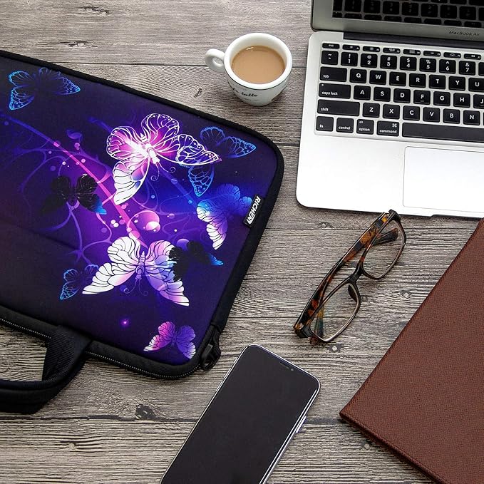 RICHEN 17 inch Laptop Shoulder Bag Carrying Case Computer PC Cover Pouch with Handle Fits 15.6/16/17/17.3/17.4 inch Laptop Notebook (16-17.3 inch, Butterflies)
