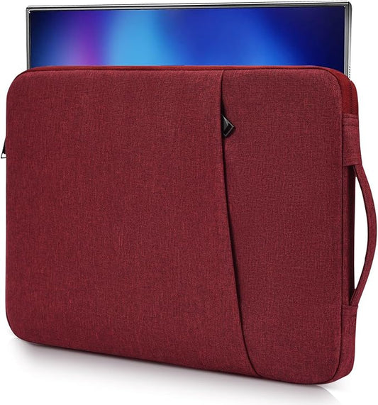 Portable Monitor Case 15.6 Inch, Protective Carrying Sleeve for Most 16.1/15.6 in Portable Monitors, Water Resistant Monitor Bag with Accessory Pocket, Wine Red
