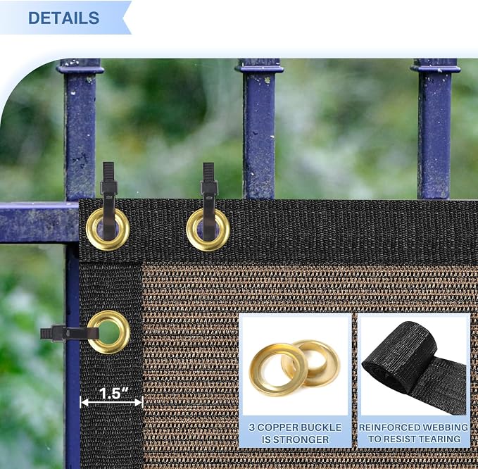 E&K Sunrise 4' x 292' Privacy Fence Screen with Grommets, Outdoor Windscreen Fence Covering Privacy Screen UV Blockage for Backyard Garden Patio, Zip Ties Included (Brown)