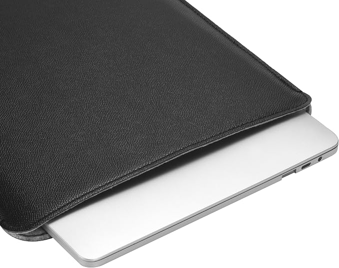 Comfyable Laptop Sleeve 14 Inch Precisely Compatible with MacBook Pro M5 M4 M3 M2 Pro/Max 2026-2021, Faux Leather Cover Case, 14 in, Black