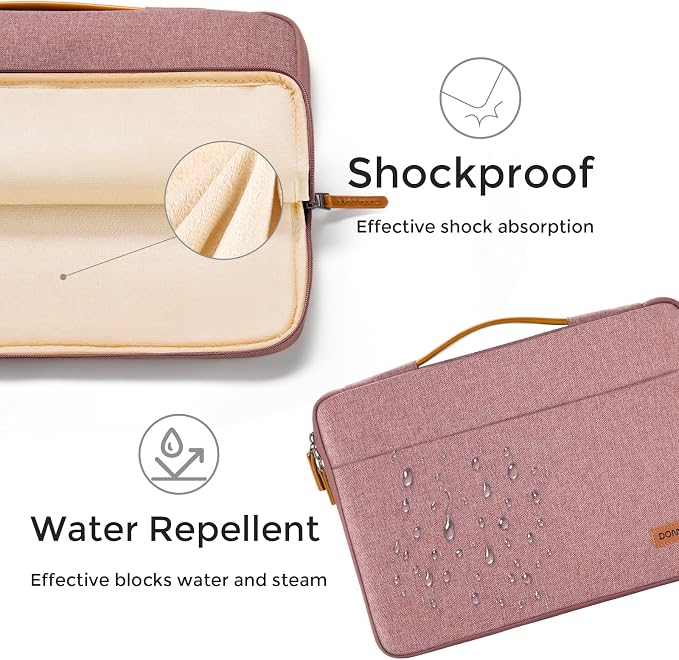 DOMISO 14 inch Laptop Case Sleeve Protective Cover Compatible with 15 inch MacBook Air M4 M3 M2,MacBook Pro,14-15 inch HP Dell ASUS Lenovo Chromebook,Waterproof Computer Cases Bag with Handle,Pink