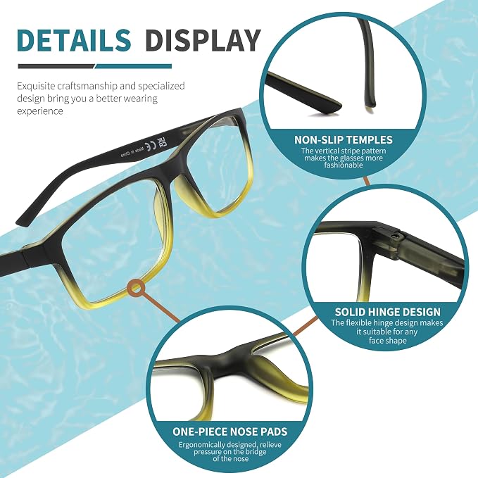 Blue Light Blocking Reading Glasses 4 Pack Computer Readers for Women Men,Anti Glare UV Ray Filter Eyeglasses… (C10-12, 2.50)