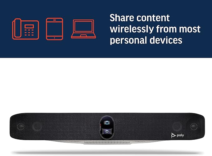 Poly Studio X70 Video Bar + TC8 Touch Controller (Plantronics + Polycom) - 4K Audio & Video Conferencing for Large Conference Rooms - Camera, Speakers, Mics - Works with Teams, Zoom & More (Renewed)