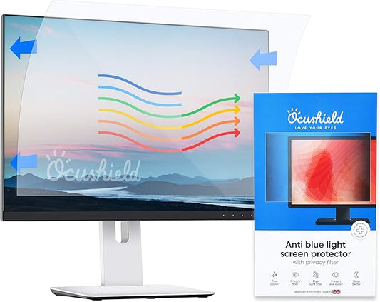 Ocushield 26” (16:10) Anti-Blue Light Screen Protector with Privacy Filter for Laptops and Computer Monitors - Anti-Glare - Easy Install - Anti-Fingerprint - Reduce Eye Fatigue (552 x 346 mm)