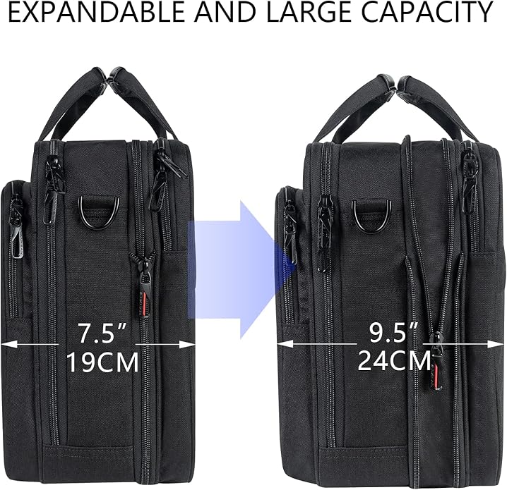 VANKEAN Laptop Briefcase Premium Laptop Case Fits Up to 17.3 Inch Business Shoulder Bag Laptop Expandable Water-Repellent