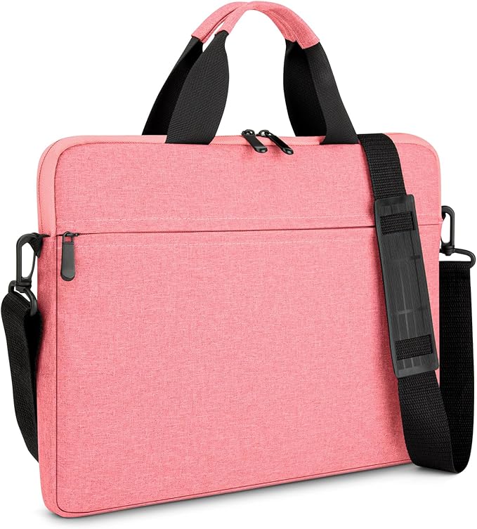 14-15 Inch Laptop Sleeve Bag Carrying Case Protective Computer Cover with Handle Shoulder Strap Compatible with 15 inch MacBook Air M5 M4 M3 M2 Acer ASUS HP Surface Dell Chromebook, Pink