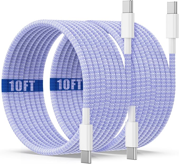 USB C to C Charging Cable 10ft, 60W Fast Type C to C Charger Cord Long for Apple iPhone 17 Pro Max/17 Air/16 Pro Max/15 Plus, MacBook Pro 2021/2020/2019,iPad 12.9/11 inch/Mini/Air 5/4,Samsung Galaxy