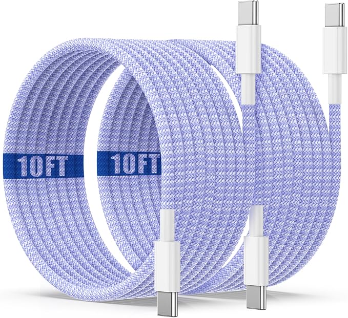 USB C to C Charging Cable 10ft, 60W Fast Type C to C Charger Cord Long for Apple iPhone 17 Pro Max/17 Air/16 Pro Max/15 Plus, MacBook Pro 2021/2020/2019,iPad 12.9/11 inch/Mini/Air 5/4,Samsung Galaxy
