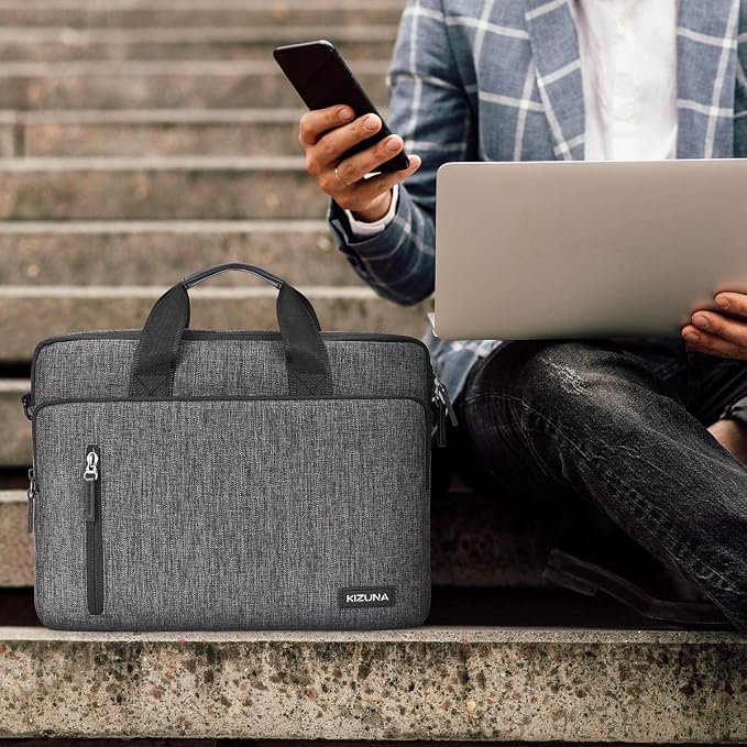 KIZUNA Laptop Bag Case 14 Inch Shoulder Sleeve Briefcase for 15" MacBook air M3 M2 2024/Lenovo Flex 14/14" HP EliteBook 840 G5/HP Pro 14 G3/Dell Latitude 7490/15" Surface Laptop 3, Grey