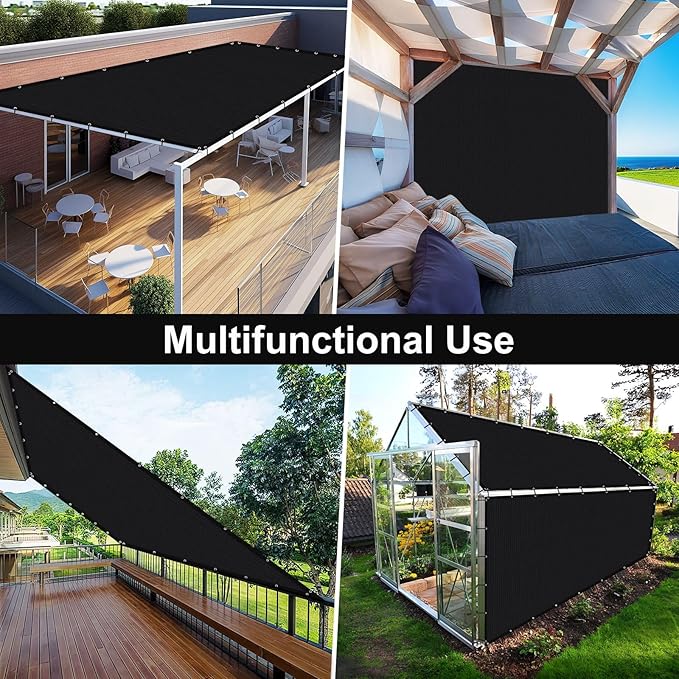 Artpuch 90% Sun Shade Cloth, 8 x 8 FT Pergola Shade Cover Canopy with Grommets, Sun Screen Fabric Tarp for Patio, Outdoor, Garden, Backyard, Black