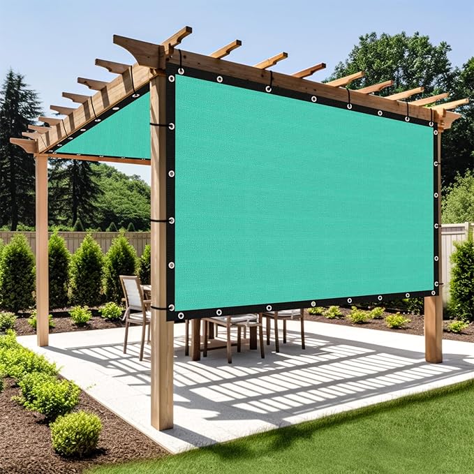 Shade&Beyond Customized Size 90% Sun Shade Cloth with Grommets, 7' X 14' Pergola Shade Cover Canopy, Mesh Tarp Sun Screens for Patio, Outdoor, Garden, Backyard GN01, Turquoise