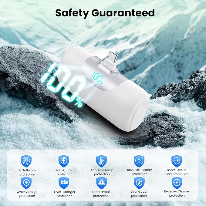 [2-Pack]5500mAh Portable Charger for iPhone 17/16, LCD Display USB C Mini Power Bank, PD Fast Charging Travel Lipstick Sized Battery Pack for iPhone 17/16/15 Pro Max, Samsung Galaxy S25/S24, Pixel etc