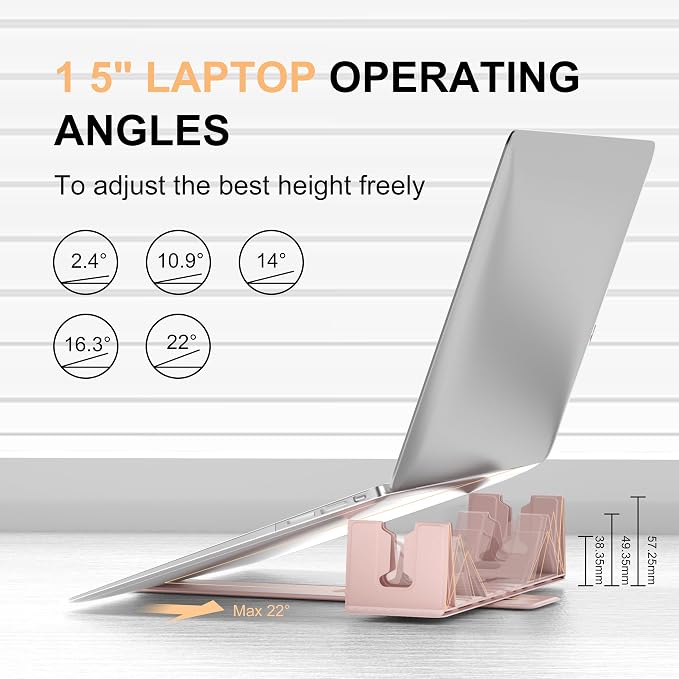 Perilogics Magnetic Adjustable Travel Laptop Stand for Digital Nomads and Business Travelers. Compact, Foldable, and Ideal for Desk Use. Elevate Your Work Experience with Our Laptop Riser on the Go