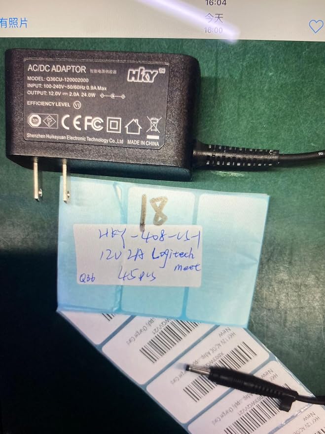 HKY 12V AC/DC Adapter Compatible with Logitech MeetUp Video Conferencing System 960-001101 V-R0007 860-000525 960-001201 Meet up HD Camera logi DSA-18CB-12FCA120150 Power Supply Charger Cord