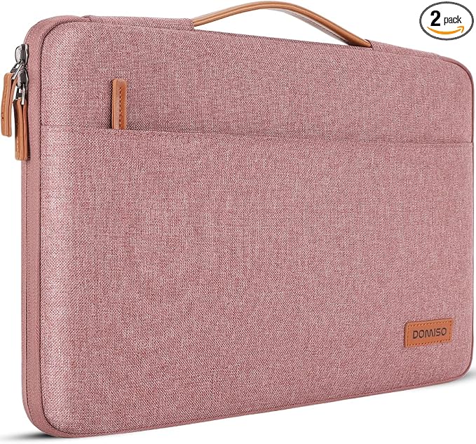 DOMISO 15.6 inch Laptop Case Sleeve Protective Cover Compatible with 16 inch MacBook Pro M4 M3 M2/Pro Max,15.6-16 inch HP Dell ASUS Lenovo Chromebook,Waterproof Computer Cases Bag with Handle,Pink