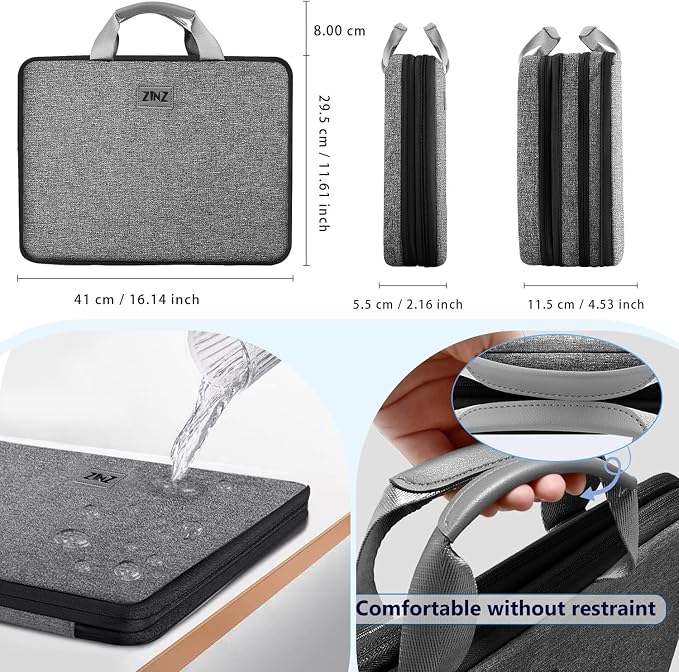 ZINZ Expandable Laptop Case 15.6 Inch Sleeve, Protective Carrying Case Compatible with MacBook Neo 16", MacBook Pro 16"/15.4", Dell XPS 16" and Most 15" 15.6" 16" Notebook，G01BK01