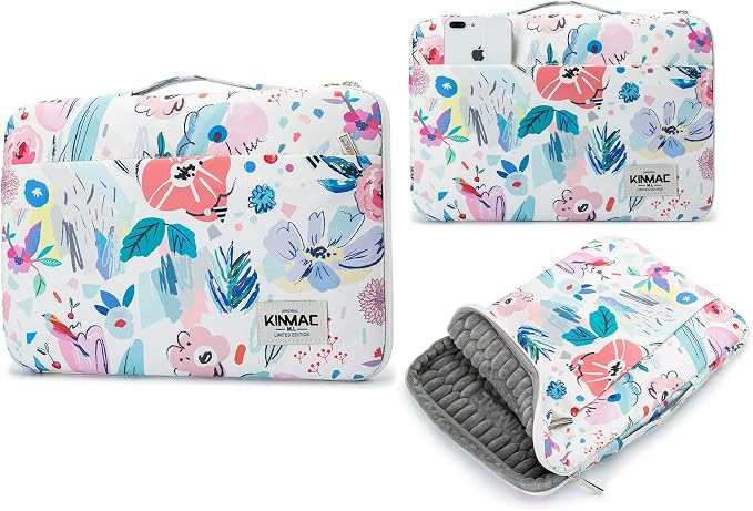 Kinmac 360° Protective Laptop Sleeve Case Bag Cover with Handle for MacBook Pro 16 inch,16 inch HP,Lenovo,Dell,ASUS,Acer Ultrabook and Business Laptop (Flowers)