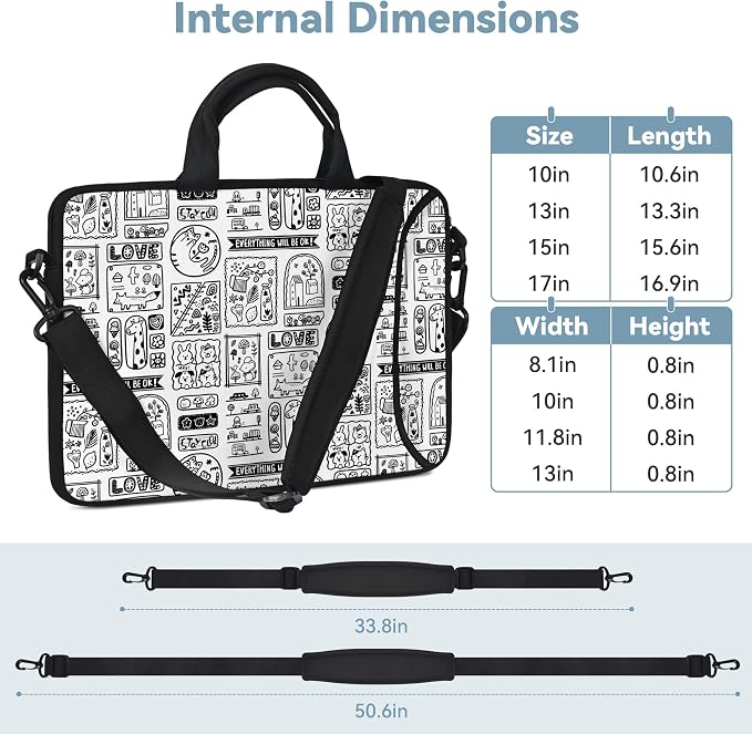 RICHEN 14 15 15.4 15.6 inch Laptop Shoulder Bag Messenger Bag Notebook Handle Sleeve Neoprene Carrying Case with Accessories Pocket (14-15.6 inch, Animal Cartoon)