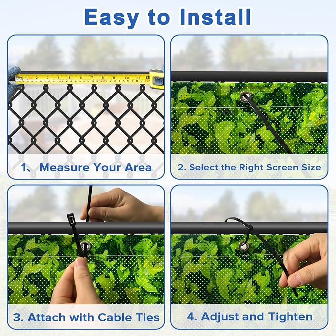 UPGRADE 4'x3'Customized PVC Privacy Fence Screen with Green Leaves Print – Outdoor Waterproof Patio Privacy Cover for Yard, Balcony, Garden Fence Decoration