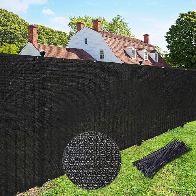 UPGRADE Privacy Fence Screen 5'x10' Black Outdoor 90% Visibility Blockage 170 GSM Mesh Shade Cover Panels for Backyard,Balcony,Home Decoration with Zip Ties,Customized Avaliable