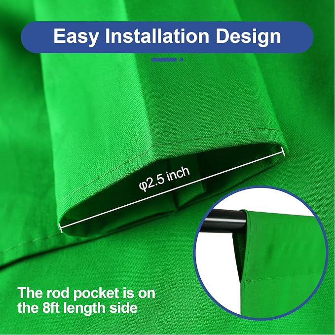 EMART Green Screen Backdrop, 8 x 10 Ft Photography Greenscreen Background Sheet Fabric Kit for YouTube Video Streaming Zoom, Small Photo Chromakey Cloth Curtain with 4 Clip