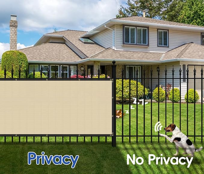Bynbbur 6'x238' Privacy Fence Screen Net Fencing 90% Privacy Blockage Windscreen Fence Cover with Copper Grommet for Patio Backyard Garden Swimming Pool, Zip Ties Included, Beige