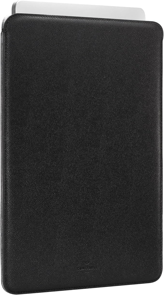 Comfyable Slim Laptop Sleeve 16 Inch Compatible for MacBook Pro M5 M4 M3 M2 Pro/Max 2026, Faux Leather Protective 16-in Mac Cover Case, Black