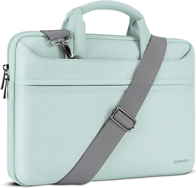 DOMISO 14 inch Laptop Messenger Shoulder Bag Tote Bag for Women for Men,Business Travel Work Computer Bag Chromebook Case Briefcase,Compatible with 15 inch MacBook Air/Pro,14 inch HP Dell, Mint Green
