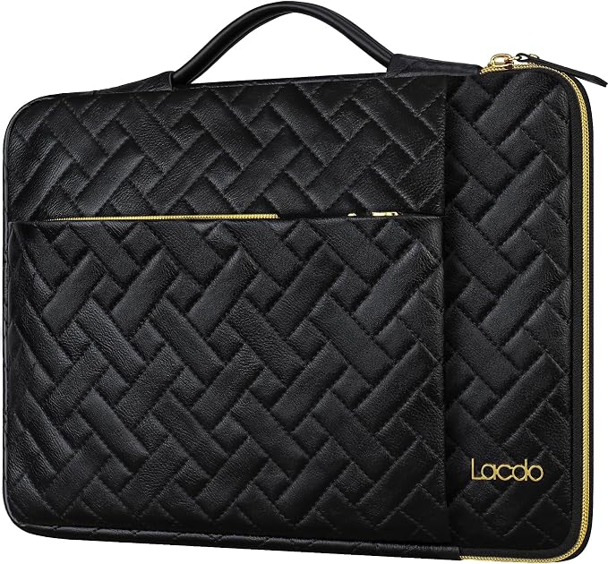 Lacdo 360° Protective 14 Inch Laptop Sleeve Case for HP Lenovo Dell ASUS Acer Chromebook 14 / HP Stream 14 / Dell Inspiron 14 / Lenovo IdeaPad 14 / Acer Spin/ASUS ZenBook Computer Bag, Elegant Black
